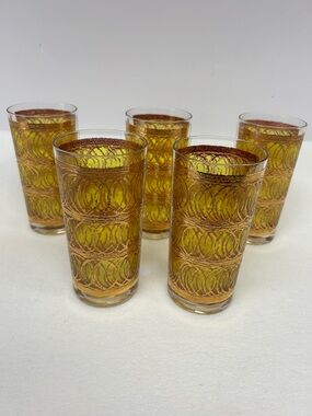 Mid Century Modern  60’s  set of 5 GEORGES BRIARD  5.5” highball glasses